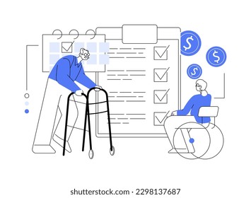 Social-security benefit abstract concept vector illustration. Social security protection, application form, benefit calculator, retirement insurance, disability income, agent abstract metaphor.