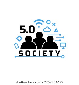 Society 5.0 icon. Human-centered association. Sustainable, inclusive system.Isolated vector illustrations