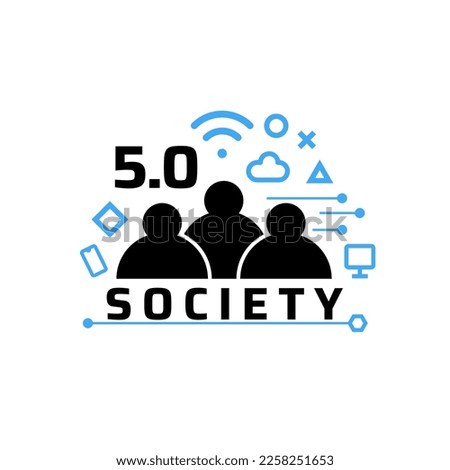 Society 5.0 icon. Human-centered association. Sustainable, inclusive system.Isolated vector illustrations
