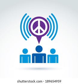 Society business and organization taking care about the peace, vector conceptual stylish symbol for your design.