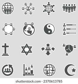 Society And Culture Icons. Sticker Design. Vector Illustration.