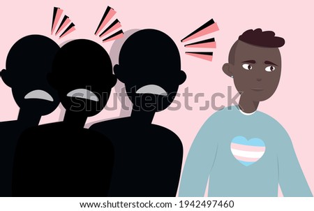 Society does not accept a transgender person. Public pressure on non-binary people. Social problems of modern society. Rejection of the LGBTQ community. Flat vector illustration