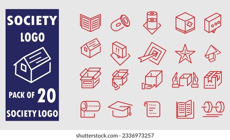 Conjunto de logotipos del paquete de iconos de elementos de la sociedad