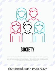Gesellschaft, Gruppe von Menschen, Menge. Farbverlauf-Symbol. Vielfalt und Gleichheit der Menschen. Vektorgrafik.
