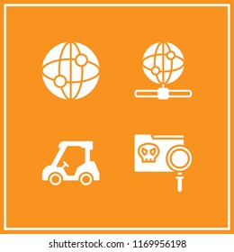 society icon. 4 society vector set. golf cart and internet icons for web and design about society theme