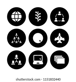 society icon. 9 society set with internet, jet and group vector icons for web and mobile app