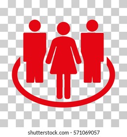 Society icon. Vector illustration style is flat iconic symbol, red color, transparent background. Designed for web and software interfaces.