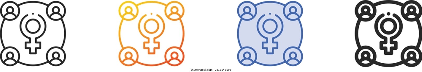 Society icon.Thin Linear, Gradient, Blue Stroke and bold Style Design Isolated On White Background