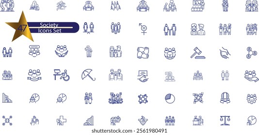 Society Line Editable Icons set