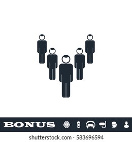Society of people icon flat. Black pictogram on white background. Vector illustration symbol and bonus button