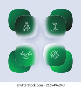 Society Set Icon. Community, Dialogue, Correspondence, Message, Pedestal, First Place, Team Building, Teamwork. Infographic Concept. Glassmorphism Style. Vector Line Icon For Business And Advertising