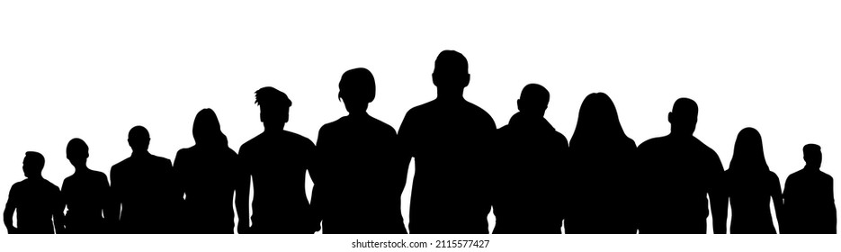 Society, silhouette of crowd people. Vector illustration