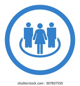 Society vector icon. This rounded flat symbol is drawn with cobalt color on a white background.