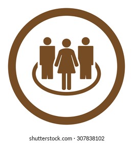 Society vector icon. This rounded flat symbol is drawn with brown color on a white background.