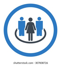 Society vector icon. This rounded flat symbol is drawn with smooth blue colors on a white background.