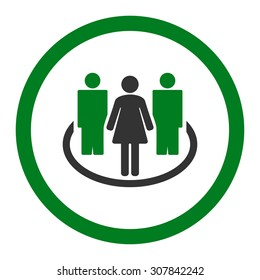 Society vector icon. This rounded flat symbol is drawn with green and gray colors on a white background.