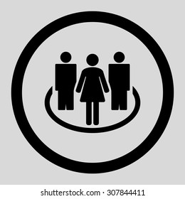 Society vector icon. This rounded flat symbol is drawn with black color on a light gray background.