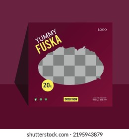 Socil media post template for food fuska  menu banner frame