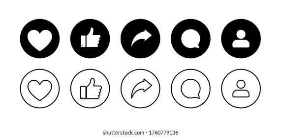 Socila Media, Heart, Like, Share, Comment Linear Icon. Social Media Vector Isolated Linear Sign. Stock Vector Elements. EPS 10