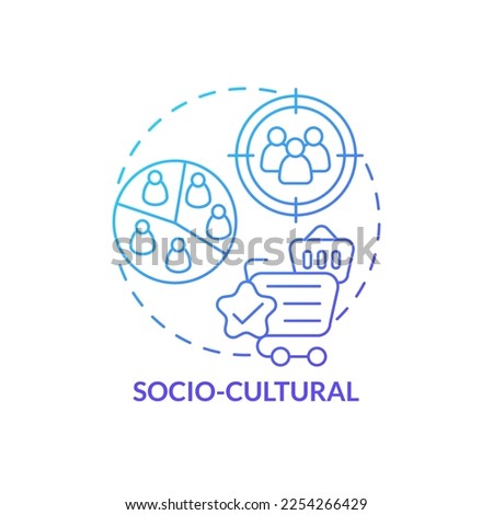 Socio cultural blue gradient concept icon. Customer behavior research. Community. PESTLE analysis abstract idea thin line illustration. Isolated outline drawing. Myriad Pro-Bold font used Zdjęcia stock © 