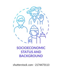 Socioeconomic status and background blue gradient concept icon. Type of diversity abstract idea thin line illustration. Social standing. Isolated outline drawing. Myriad Pro-Bold font used