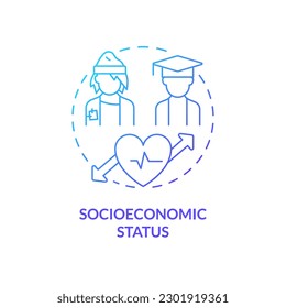 Socioeconomic status blue gradient concept icon. High risks of disease development for poor patients. Social determinant of health abstract idea thin line illustration. Isolated outline drawing