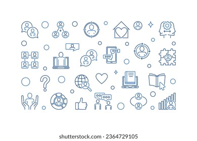 Sociologist Studies minimal linear horizontal banner. Patterns of Social Relationships and Sociology concept vector outline background