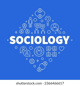 Sociology blue modern thin line banner - Patterns of Social Relationships concept vector background