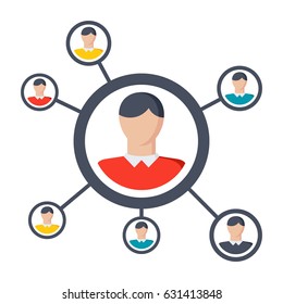 Sociology concept with human communication, vector illustration in flat style