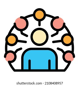 Sociology description icon. Outline sociology description vector icon color flat isolated