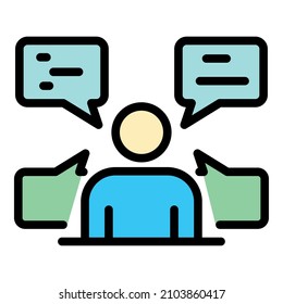 Sociology discussion icon. Outline sociology discussion vector icon color flat isolated