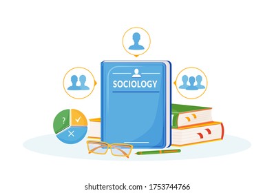 Sociology Flat Concept Vector Illustration. School Subject. Social Science Metaphor. University Course. Study Of Society. People Interaction Analysis. Student Textbooks 2D Cartoon Objects
