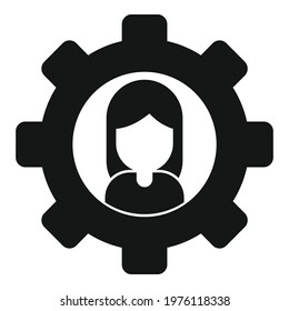 Sociology gear woman icon. Simple illustration of sociology gear woman vector icon for web design isolated on white background