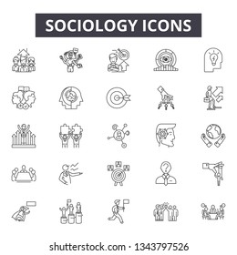 Sociology Line Icons For Web And Mobile Design. Editable Stroke Signs. Sociology  Outline Concept Illustrations