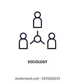 sociology outline icon.  Thin line icon from e learning and education collection. Editable vector isolated on white background