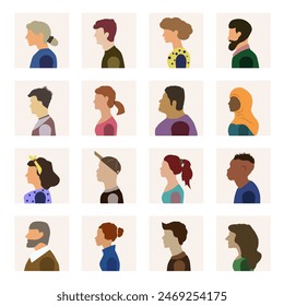Sociology. Silhouette of a person in profile vector. Multinational people and different cultures. EPS 10.
