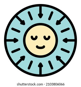 Sociology smile direction icon. Outline sociology smile direction vector icon color flat isolated