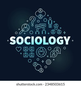 Soziologie, Vektormuster von Sozialbeziehungen Konzept moderner Rahmenbanner mit dunklem Hintergrund
