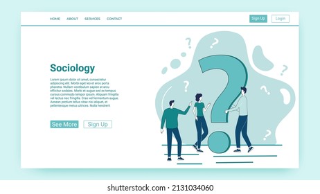 Sociology.People ask and answer questions.A sociological survey.An illustration in the style of a green landing page.