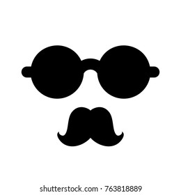 Sociopath icon with mustache and glasses. Introvert symbol. Invisible man vector illustration
