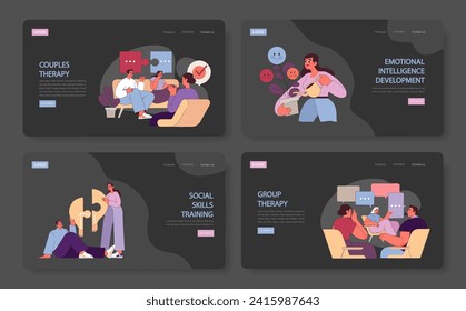 Conjunto de apoyo sociopsicológico. Técnicas para terapia de parejas, inteligencia emocional, habilidades sociales y terapia de grupo.