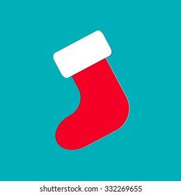 Sock with abstract doodle pattern. Christmas picture collection. Vector illustration.