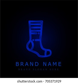 Sock blue chromium metallic logo