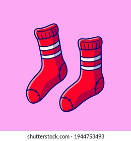 Sock Cartoon Vector Icon Illustration. Fashion Object Icon Concept Isolated Premium Vector. Flat Cartoon Style