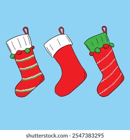 SOCK CHIRSTMAS DECORATION VECTOR EDITABLE