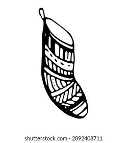 Sock. Decoración navideña. Vector clipart