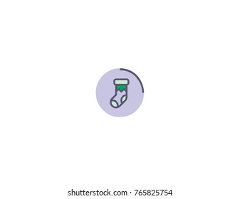 Sock Christmas Icon. Flat christmas icon isolated on white background. Sock outline icon.
