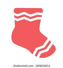 Sock. Christmas red vector silhouette with ornate for laser cutting