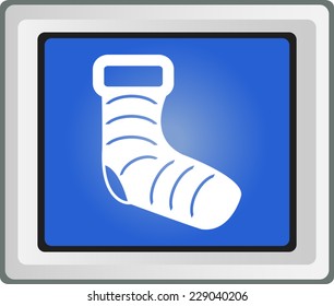 sock christmas  with snowflakes for Santa gifts . holidays symbol 