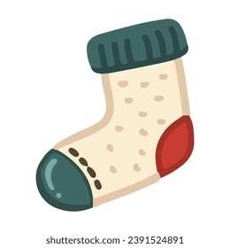 sock, clothing Winter costume season colorful ornaments icon. Winter event. Chrismas decorations. Happy new year. doodle elements.